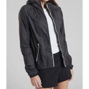 Athleta Burst Jacket Lightweight Nylon Water Repellent Packable Size M Black